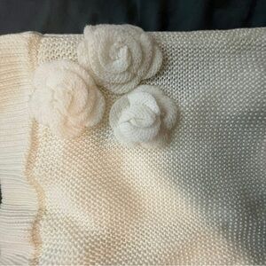 Elegant Cream Midi Skirt with Floral Accents